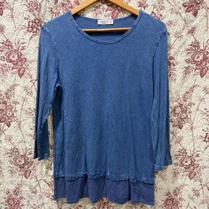 Jess & Jane Blue Double Layer Tunic Top Size Small Made in USA